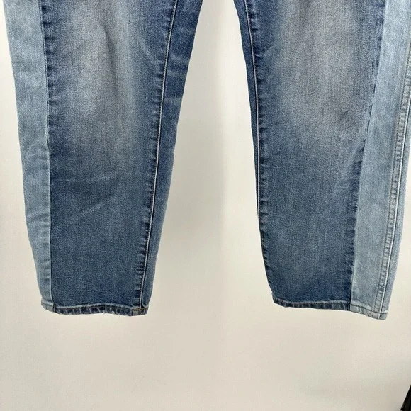 Madewell Cruiser Straight Crop Two Tone Pieced Edition Denim Jean Women Size 32 - Picture 5 of 12